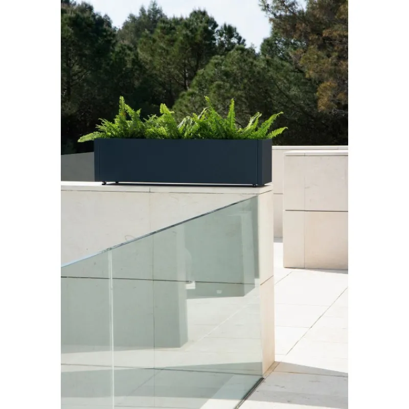 Fioriera PLANTER BALCONY in Metallo colore Antracite 100x25x25 cm-Herstera Clearance