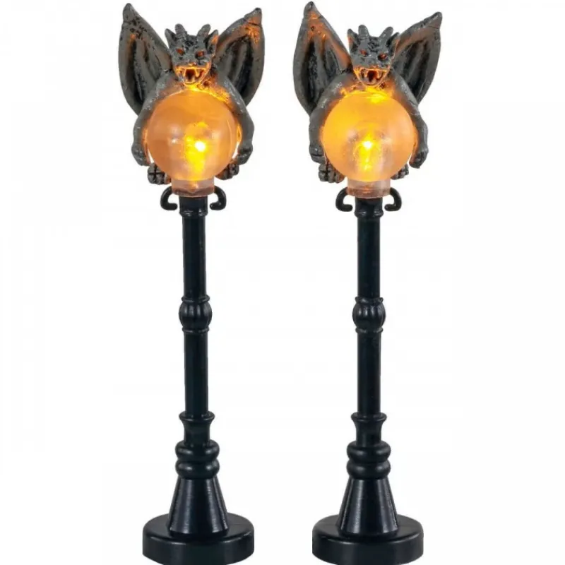 Gargoyle Lamp Post Set of 2 B/O 4.5V Cod. 14829-Lemax Discount