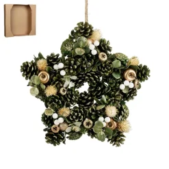 Ghirlanda Addobbata a Forma di Stella Color Verde 34 cm-Edelman Best