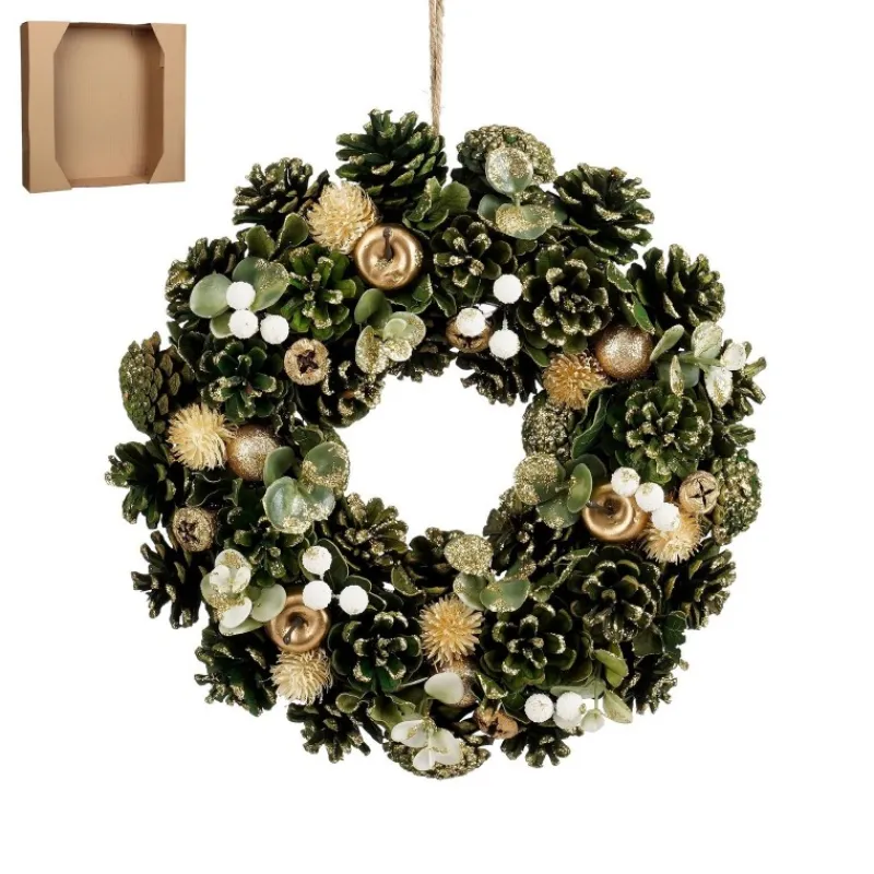 Ghirlanda Addobbata Color Verde 34 cm-Edelman Sale