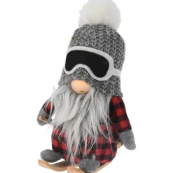 Gnomo Sciatore in Tessuto con Led 20 cm. Pezzo Singolo-Koopman Hot