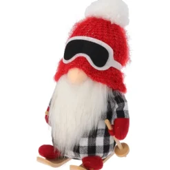 Gnomo Sciatore in Tessuto con Led 20 cm. Pezzo Singolo-Koopman Hot