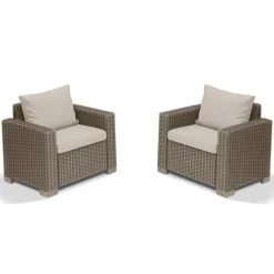 2 Poltrone Con Braccioli CALIFORNIA Cappuccino-Keter Outlet