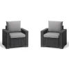 2 Poltrone Con Braccioli CALIFORNIA Grafite-Keter Outlet