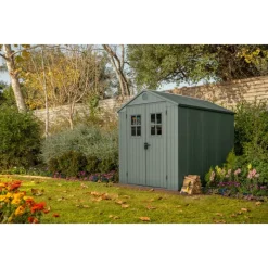 Casetta da Giardino in Resina DARWIN 6x8 Green con Finestre Frontali-Keter Sale