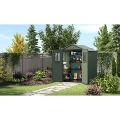 Casetta da Giardino in Resina DARWIN 6x6 Green con Finestre Frontali-Keter Outlet
