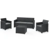 Set 2 Poltrone + Divano 3 posti + Tavolino contenitore EMMA LOUNGE Grafite-Keter Clearance