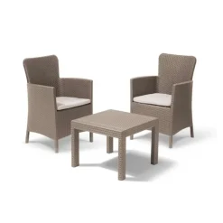 Set 2 Poltrone + Tavolino Aperto SALVADOR BALCONY Cappuccino-Keter Discount