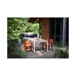 Tavolo PORTO 160 effetto Legno struttura Bianca-Keter Outlet