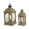 Lanterna in legno con vetro Grande dim 20x20x43 cm. Pezzo Singolo-Kaemingk Clearance