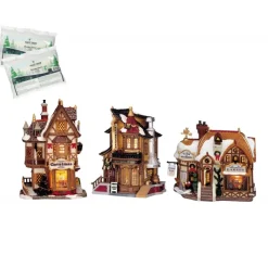 Starter Pack con Neve in Omaggio - Devaney's Bakery, Tannenbaum Christmas Shoppe, Lucy's Chocolate Shop-Lemax Discount