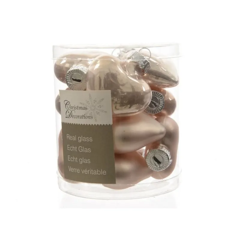 Mini cuori in vetro da appendere. Set di 12-Kaemingk Clearance