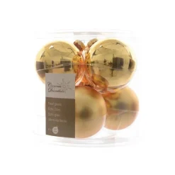 Palline di Natale da Appendere in Vetro 8 cm Oro. Set di 6-Kaemingk Online