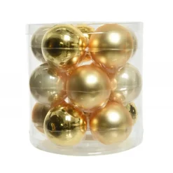 Palline di Natale in vetro da appendere 6 cm Oro e Perla. Set 15-Kaemingk Hot