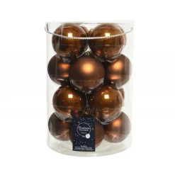 Palline di Natale in vetro da appendere 8 cm Cannella. Set 16-Kaemingk Discount