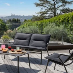 Panca Bassa imbottita VENCE LFM5348 Dark Grey/Titane-LaFuma Discount