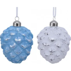 Pigne da Appendere in Vetro Dimen 8 x 10 cm. Pezzo Singolo-Kaemingk Clearance