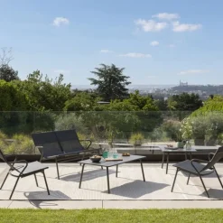 Poltrona Bassa imbottita VENCE LFM5274 Obsidian/Titane-LaFuma