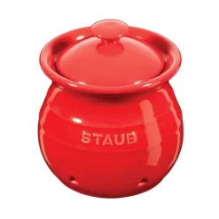 Porta Aglio 11 cm Rosso in Ceramica-Staub Outlet