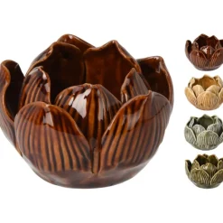 Porta Tea Light Fiore di Loto 8x5 Cm. Pezzo Singolo-Koopman New