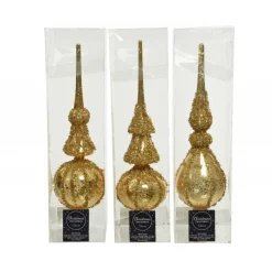 Puntale in vetro 31 cm oro. Pezzo Singolo-Kaemingk Sale