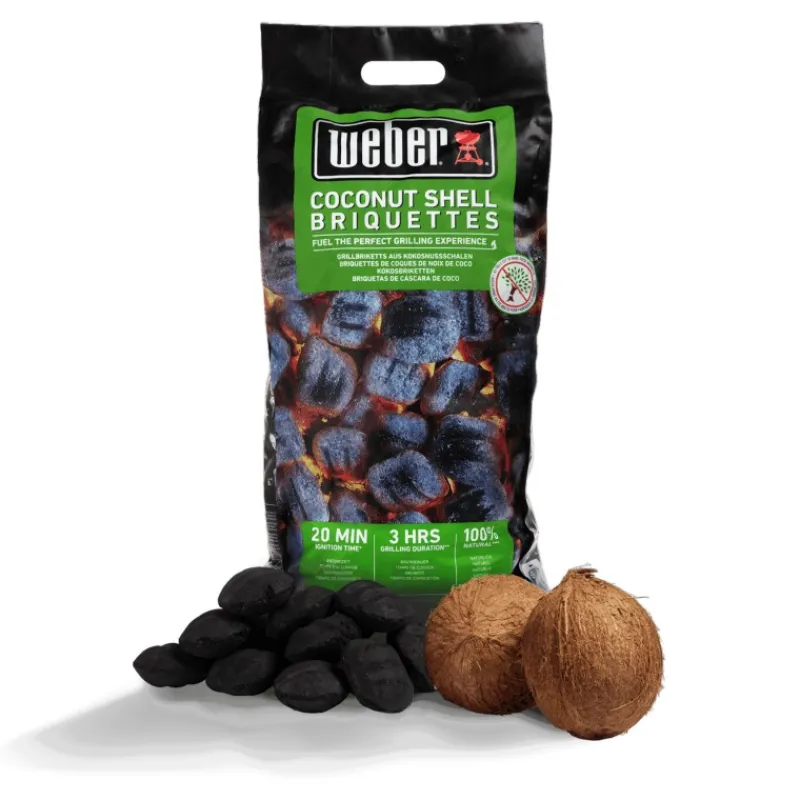 Sacco da 8 kg di Bricchetti di guscio di noce di cocco Cod. 18402-Weber Discount