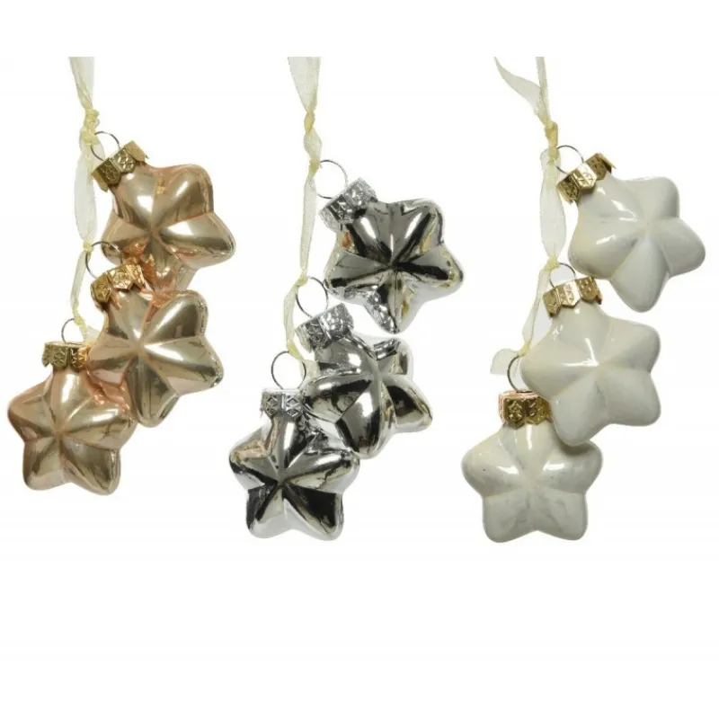 Stella in vetro 4 cm. Set di 3.-Kaemingk Online