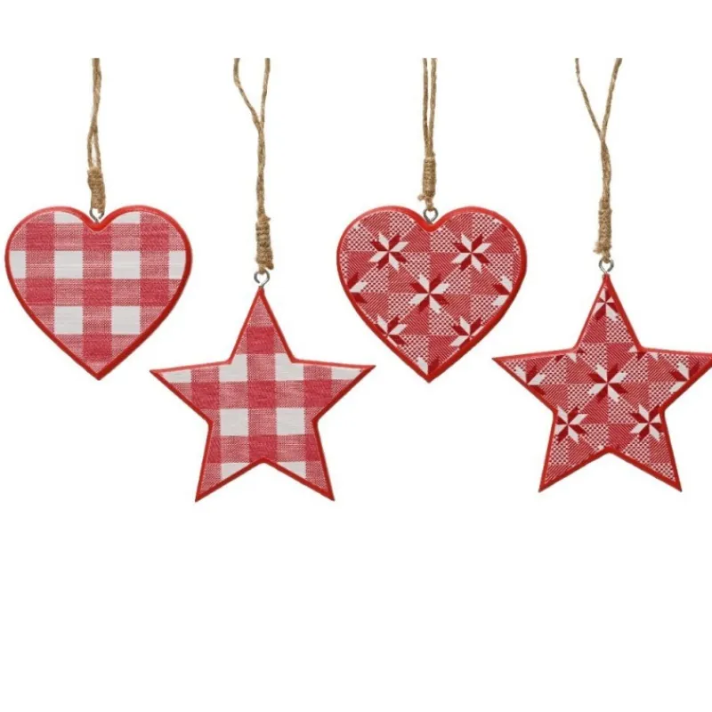 Stella o Cuore da Appendere con Stampa a Quadri Pezzo Singolo-Kaemingk Discount