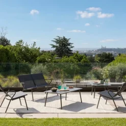 Tavolino basso quadrato VENCE LFM5277 Titane/Titane-LaFuma Sale