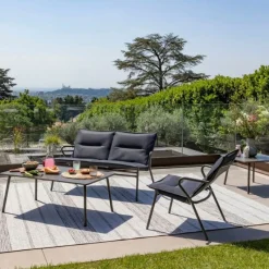 Tavolino basso rettangolare VENCE LFM5281 Titane/Titane-LaFuma