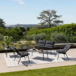 Tavolino basso rettangolare VENCE LFM5281 Titane/Titane-LaFuma