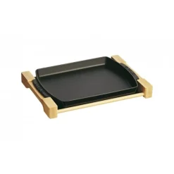 Teglia con Supporto in Legno 33 x 23 cm Nero in Ghisa-Staub Discount
