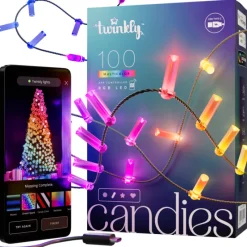 CANDIES a Candela Luci di Natale Smart 100 Led RGB II Generazione Cavo Verde-Twinkly
