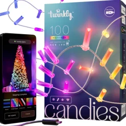 CANDIES a Candela Luci di Natale Smart 100 Led RGB II Generazione Cavo Trasparente-Twinkly