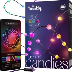 CANDIES a Sfera Luci di Natale Smart 200 Led RGB II Generazione Cavo Verde-Twinkly New