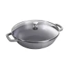 Wok con Coperchio in Vetro 30 cm Grigio Graphite in Ghisa-Staub New